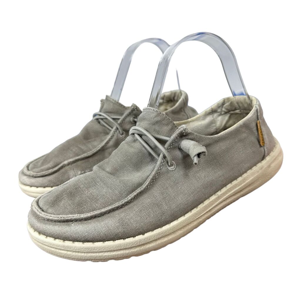 Hey Dude Wendy Chambray Light Grey Slip On Shoe Women's Size 6